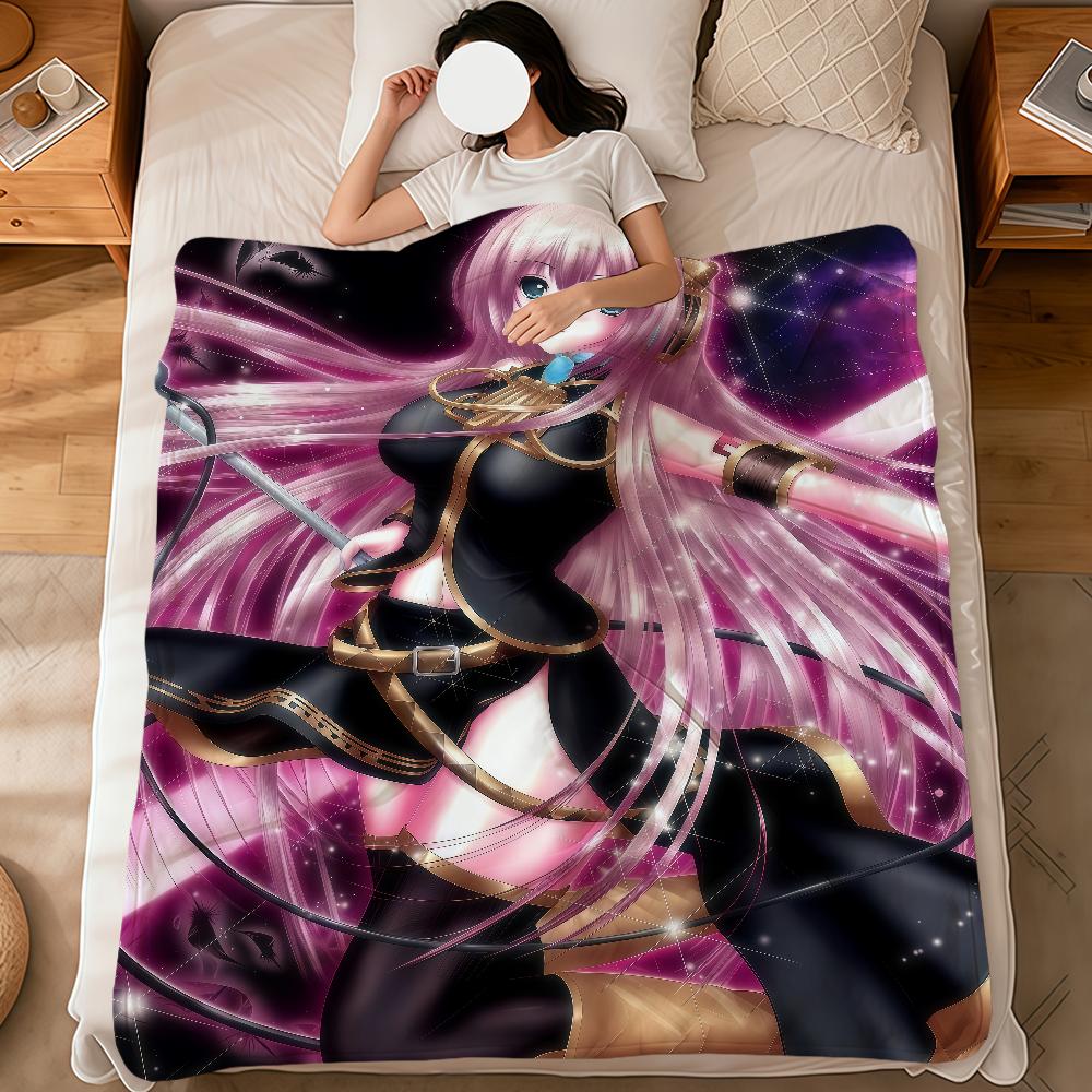 Anime Girl Cute Virtual Singer m-Megurine L-Luka Soft Warm Plush Blanket Dormitory Sofa Living Room Hogar Bedroom Gift Nap Home