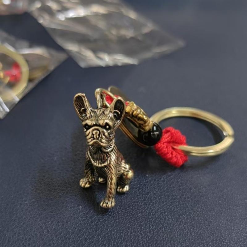 Pure Brass 12 Zodiac Keychain Pendant Five Emperors Money Lucky Key Ring Accessories Creative 3D Birth Year Women Men Bag Pendant New Year's Day Gifts