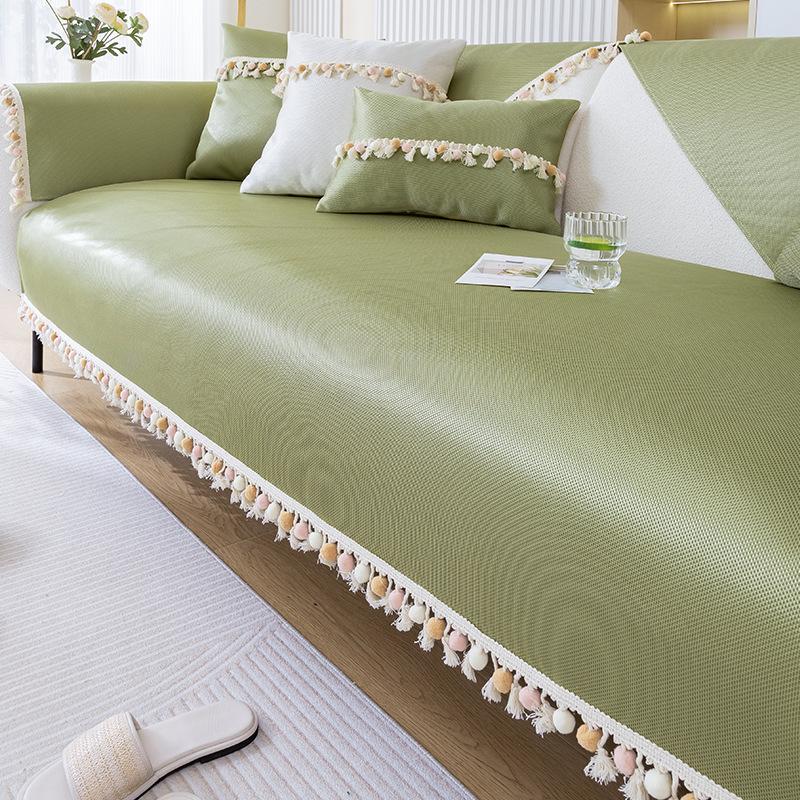 

Small Fresh Tassel Ice Silk Sofa Cushion Summer Cool Mat Mat New Living Room Non-Slip Sofa Cover Cloth Towel 70*70cm