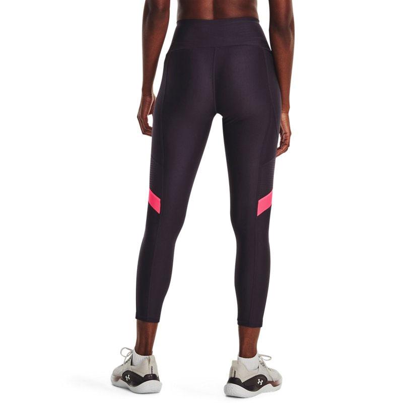 Under Armour Ankle Leg Shine Training Tight Color Block Fitness Pants Women pants Purple 1373938-541
