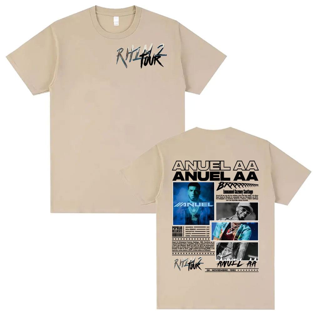 Rapper Anuel AA Rhlm 2 Album 2025 Tour Tshirts Unisex Women Fashion Hip Hop Gothic Clothes T Shirt Short Sleeve Tshirt Streetwear