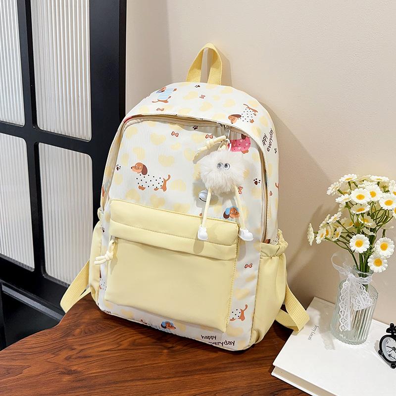 Schoolbag Japanese cartoon cute puppy printed backpack high value student girl casual contrasting color large capacity schoolbag