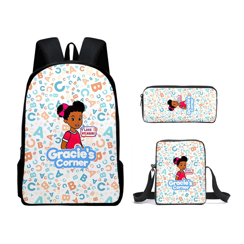 Klassiek Populair Gracies Corner 3D Print 3 stuks/Set leerling Schooltassen Laptop Dagrugzak Rugzak Schuin gedragen schoudertas Etui