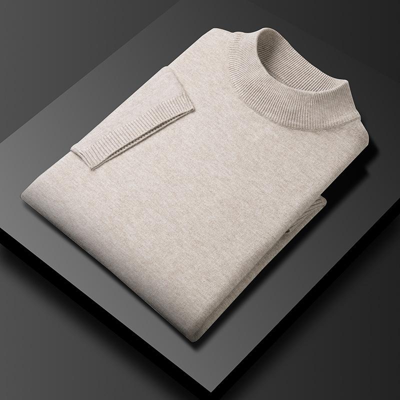 Men'S Short-Sleeve Sweater, Half-Turtleneck Sweater, Thin Pullover Half-Sleeve, Middle-Aged And Young Men'S Knit T-Shirt