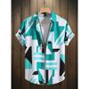 Men's summer designer shirt 3D irregular geometric print Hawaiian shirt short sleeved floral fashion retro