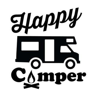 HZX1428 Happy Camper samochód kempingowy podróż samochodem naklejki etykiety winylowe wodoodporna naklejka na karoserii tylne okno