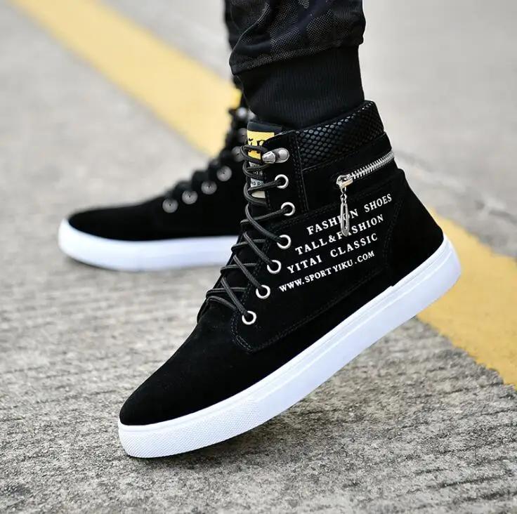 Herrenschuhe Frühling High-Top Skateboarding-Sneakers Neue Lässige Sportschuhe für Herren Straßenschuhe Herren Flats Leder Walking-Schuh