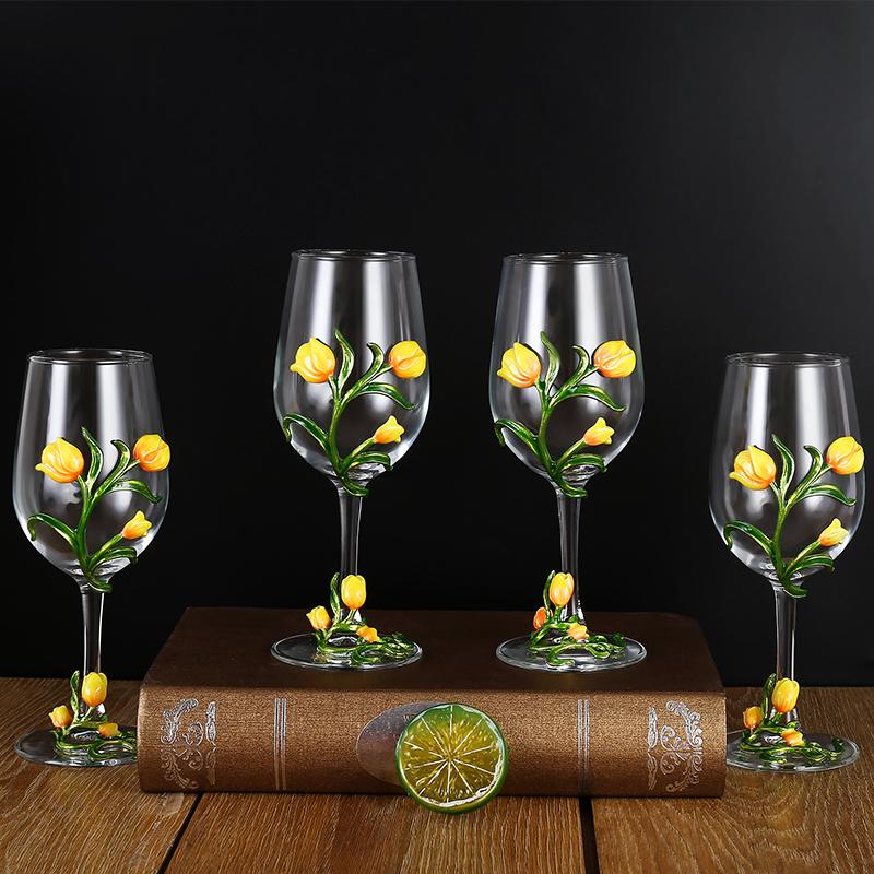 Kovové Skleněné Sklenice na Víno Sada Sklenice na Červené Víno Pohár Karafa Džbán Dávkovač Vína Křišťálové Sklo Sada na Víno Barové Sklo Nápojové Sklo Dárek