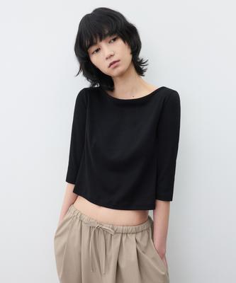 SUARE WOMEN Boat Neck Mid Sleeve Black