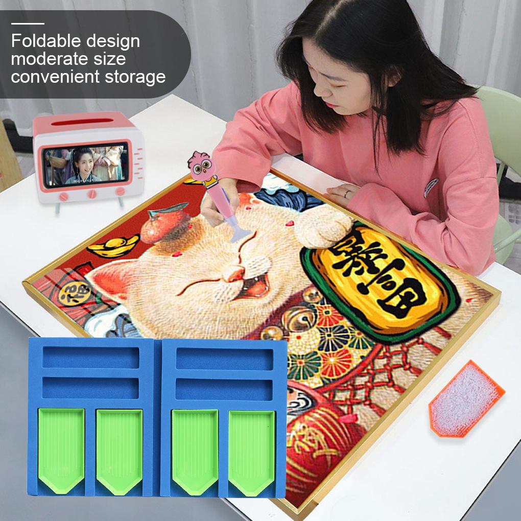Diamond Painting Tablett Schwamm Punktbohrer Organizer Faltbares Diamond Painting Aufbewahrungstablett