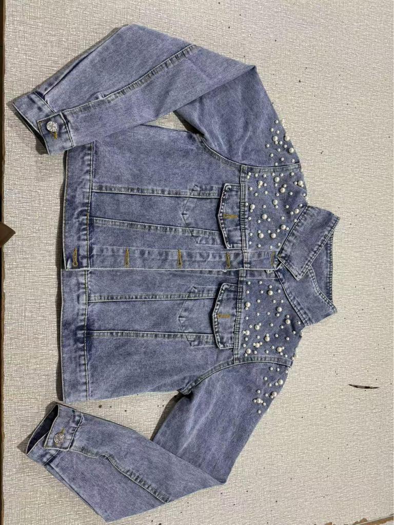 New Style Pearl Denim Jacket for Women - Spring & Autumn Fashion Short Jacket