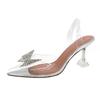 Fashion Transparent sandals for women summer new style fairy style baotou rhinestone bow strap high heels
