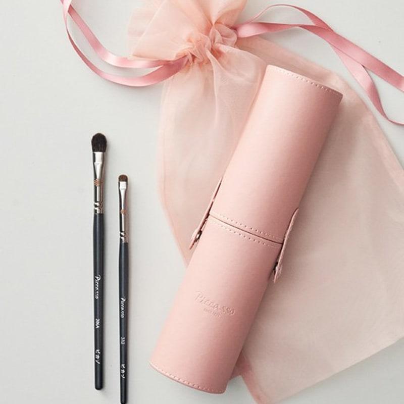 [Picasso] Eye Makeup Gift Set (206A Eyeshadow Brush + 312 Shadow Brush + Slim Cylinder Case)