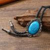 Men Bolo Tie Metal Eagle Bird Stone Cowboy Hat Western Necklace Costume Accessory