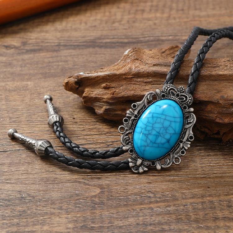 Men Bolo Tie Metal Eagle Bird Stone Cowboy Hat Western Necklace Costume Accessory