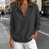 Sudadera Casual de Punto para Mujer con Cuello en V y Botones, Manga Larga, para el Uso Diario