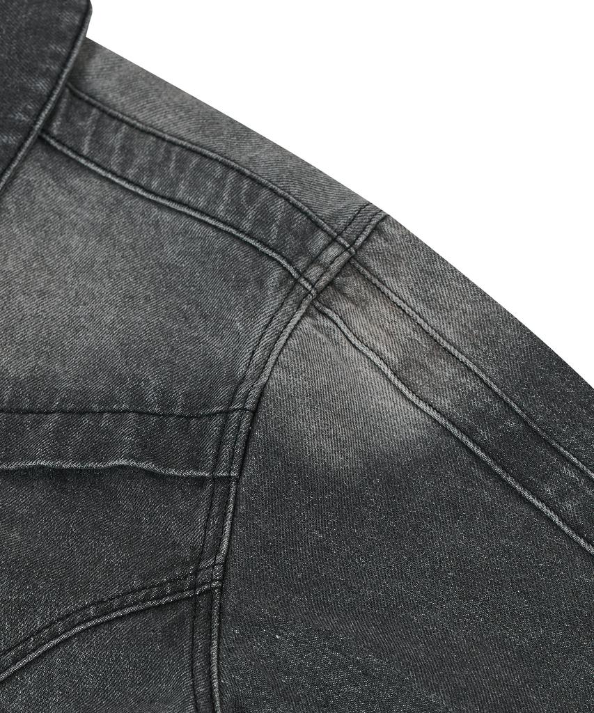 Standarderror 87-Stan117 [Basic] Vintage Washed Racer Denim Jacket Vintage Black