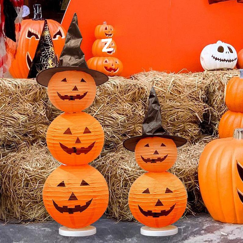 Luminous DIY Halloween Pumpkin Lantern Decoration for Kindergarten Window Display.