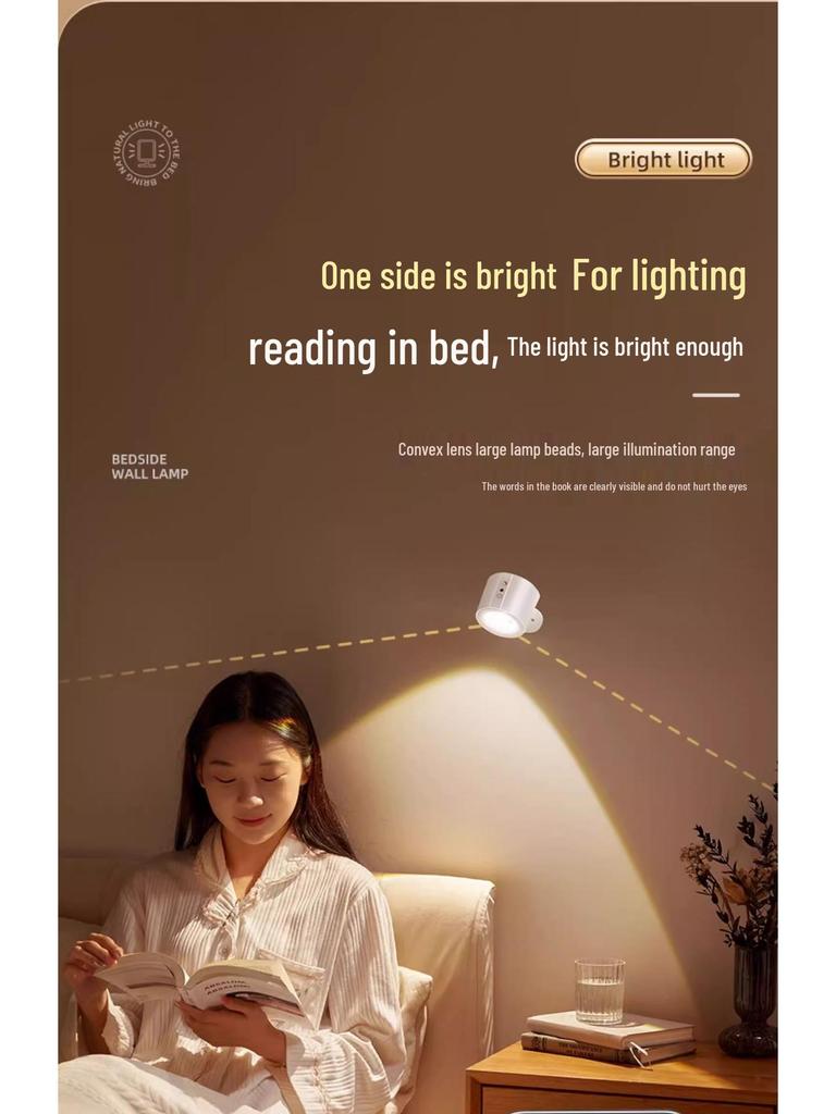 Portable LED Magnetic Wall Lamp – Easy Install, Adjustable Spotlight, Minimalist Design for Ambience and Reading.