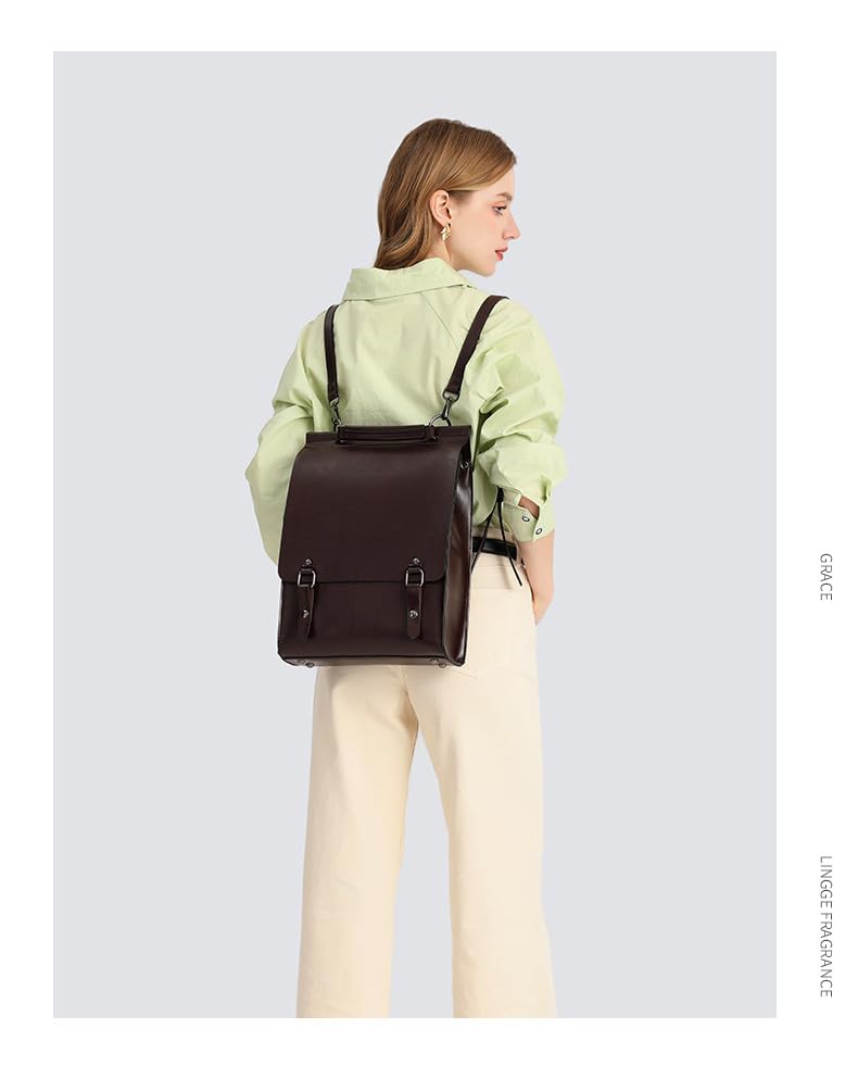 ZHENGTU Business Backpack, Flap Backpack, Waterproof Shoulder Bag for Women, Down Backpack, PU Leather Backpack, Adult Size, Detachable Shoulder