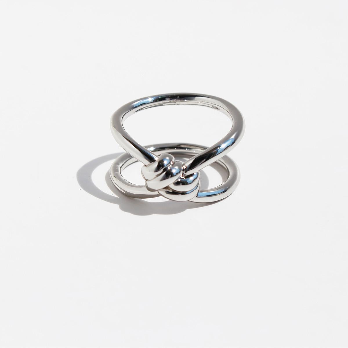 

Кольцо Niche Metal Wind Knotted, персонализированное, модное, двухслойное, веревочное, узелковое, пуговица, кольцо-шарнир, ювелирное изделие 709 No.7 белого золота