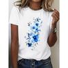 Watercolor printed T-shirt, summer casual comfortable T-shirt