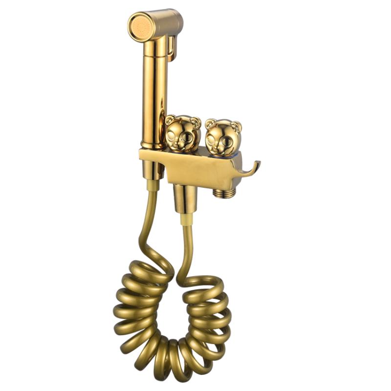 Modern Chromium Plating Bidet High Pressure Brass Panda Wall Mounted Handheld Toilet Bidet Faucet Bidet Toilet Sprayer Set