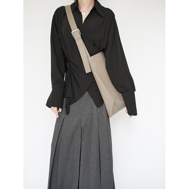 Large capacity lazy cowhide women's bucket bag shoulder commuter computer large