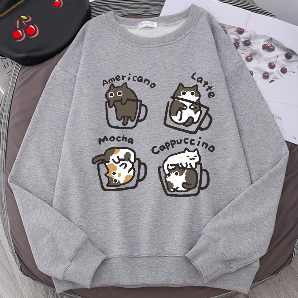 

Американский стиль Кофейный кот Милый принт Толстовка Мужская мультяшная уличная одежда принты Толстовки Япония Харадзюку Толстовка Толстовка 3XL