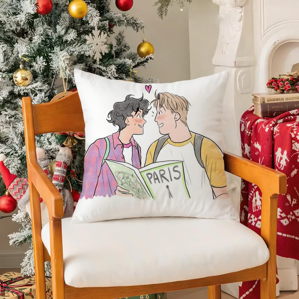 Campus Love Story H-Heartstopper Pillow Case Silky Short Plush With Invisible Zipper Dustproof Sofa Cushion Cover For Home Decor