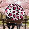 1PC Leopard Print Pink Umbrella-8-Rib Reinforced, Automatic Open, Lightweight & Durable, Cute Fashion Accessory for Outdoor-A1310