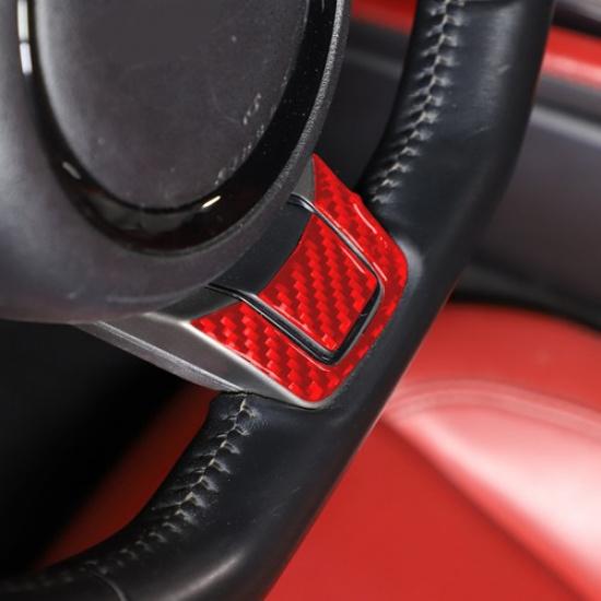 For Jaguar F-TYPE 2013-22 Steering Wheel Bottom Panel Trim Red Carbon Fiber
