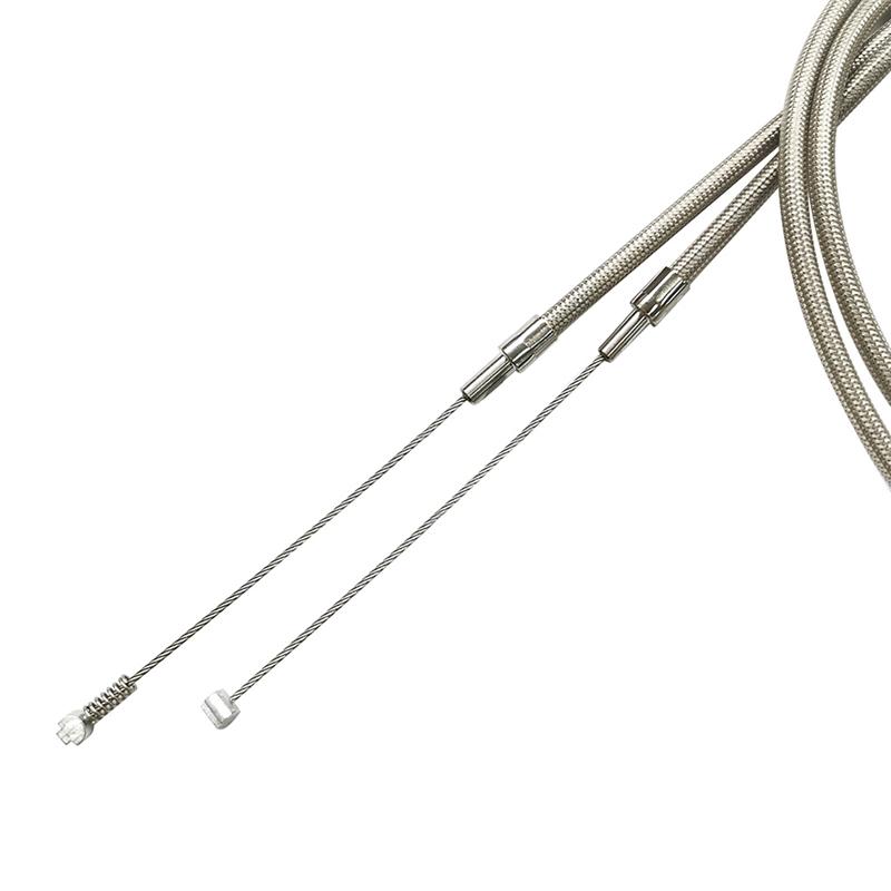 Stainless Steel Braided Motorcycle Throttle Idle Cable Wire Kit with 90 Degree Elbow Replacement for Harley Sportster Dyna Softail Chopper