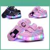 Scarpe LED Unisex con Ruote Pattini a Rotelle in Rete Sneakers Luminose Uomo Donna