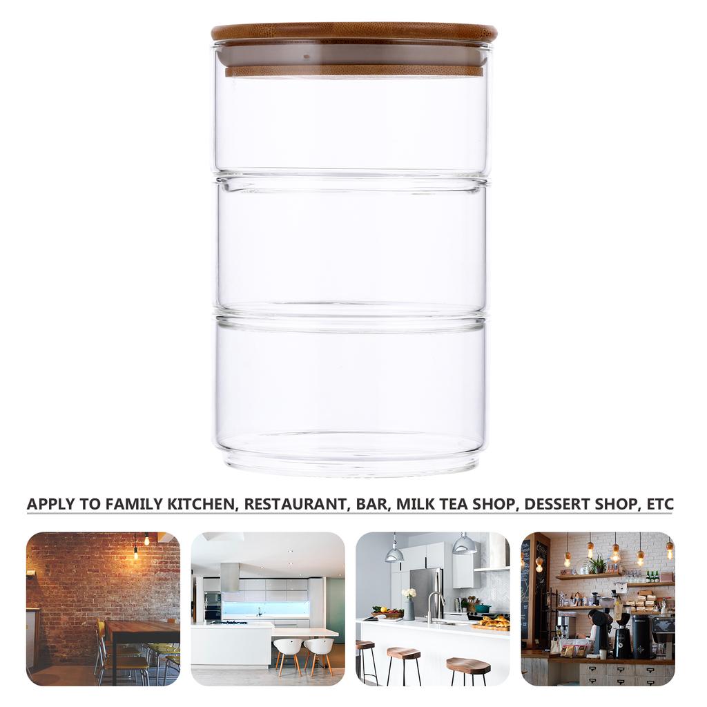Salad Serving Utensils Multi-layer Storage Tank Container Glass Bowl Canister Jars with Lids Snack Containers