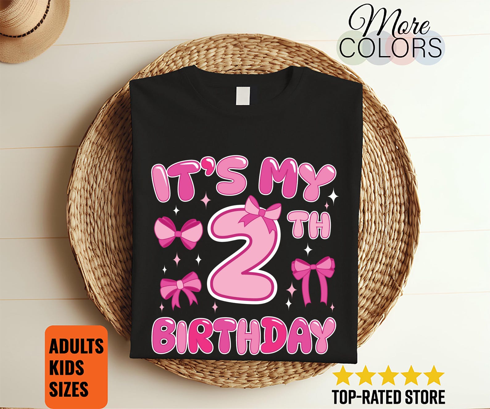 Its My 2nd Birthday Shirt Cute Girl Pink Bow Second Birthday Party Outfit Unisex Celebration Cake Smash Gift Baby Graphic Tee Unisex 110