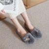 Fashion Big Size 34-43 Pom-Pom Rabbit Fur Shoes Women Owl Stone Moccasins Winter Plush Warm Boots Ladies Wool Flats Femme Cotton Loafers