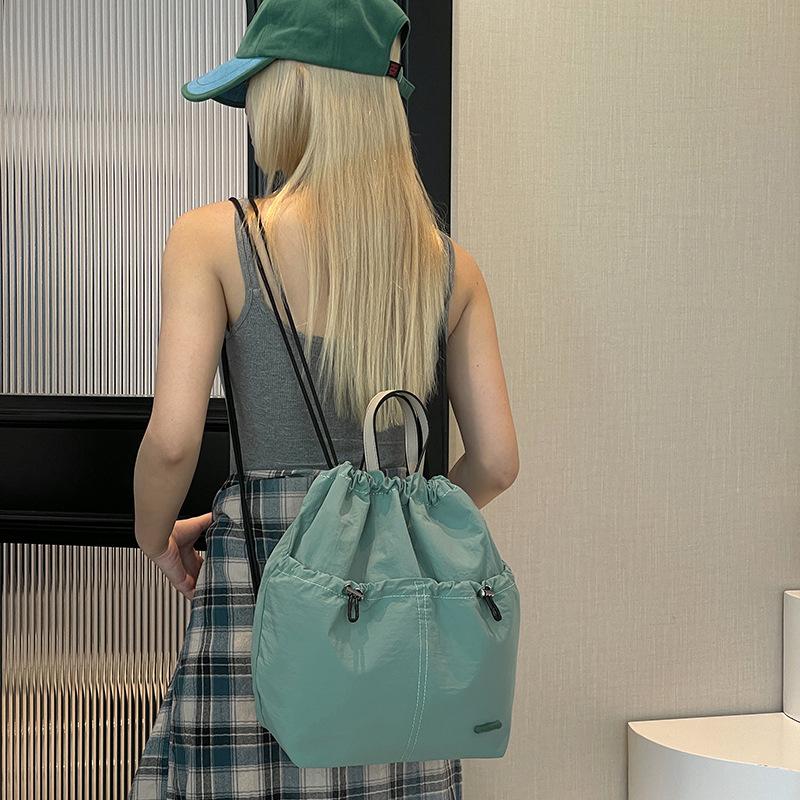 Large Capacity Backpack Women's Fashion Niche Drawstring Schoolbag Bucket Bag Leisure Lightweight Travel Backpack