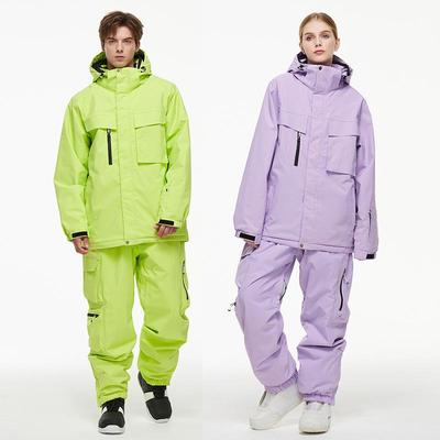 2-teiliger Skianzug für Damen und Herren, Sets aus Skijacke und -hose mit Kapuze, wasserdicht, winddicht, Snowboardanzug, isoliert, warm, Winter-Ski-Schneeanzug