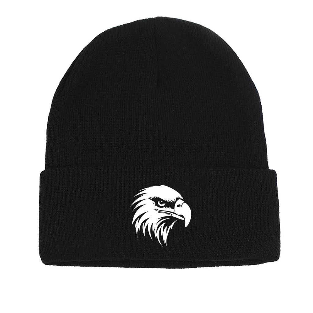 White Elephant Print Knit Cap Beanie, Animal Skull Cap Stretchy Stretchable Sporting Bobble Hat Knitted Hat Beanie