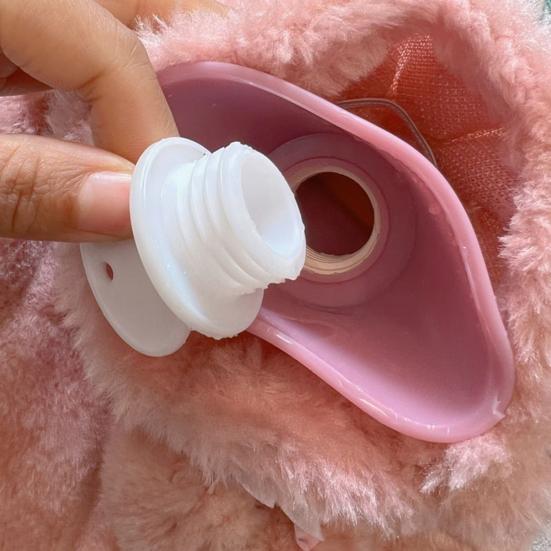 2000ML Rubber Hot Water Bottle with Soft Plush Cover Leak-Proof Back Neck Shoulder Menstrual Cramp Pain Relief Hot Cold Compress Warmer Bag