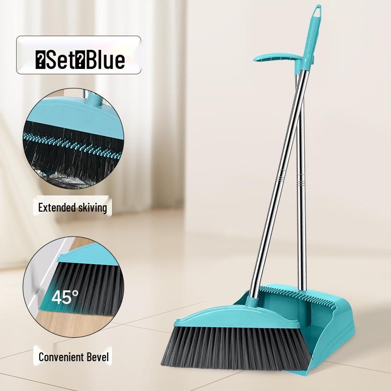 Soft Bristle Broom and Dustpan Set - Non-Stick Hair, Single Sweeping for Household Garbage