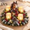 Elegant Holiday Gift Ideas Lighted Highland Cow Christmas Table Centerpiece, Resin Flickering LED Flameless Candles, Frosted Cozy Living Room