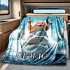 Feline Fury Cat Riding Shark With Guns Blanketcustomizable With Your Namecomfortable And Stylish Perfect For Travel Beds Chairs Offices Sofas