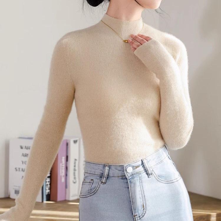 Women's Winter 2024 Seamless Slim High Neck Sweater