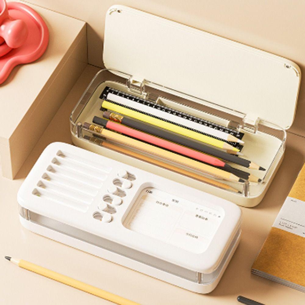 Large Capacity Pencil Case Double Layer Desktop Stationery Organizer Pen Holder  for Students