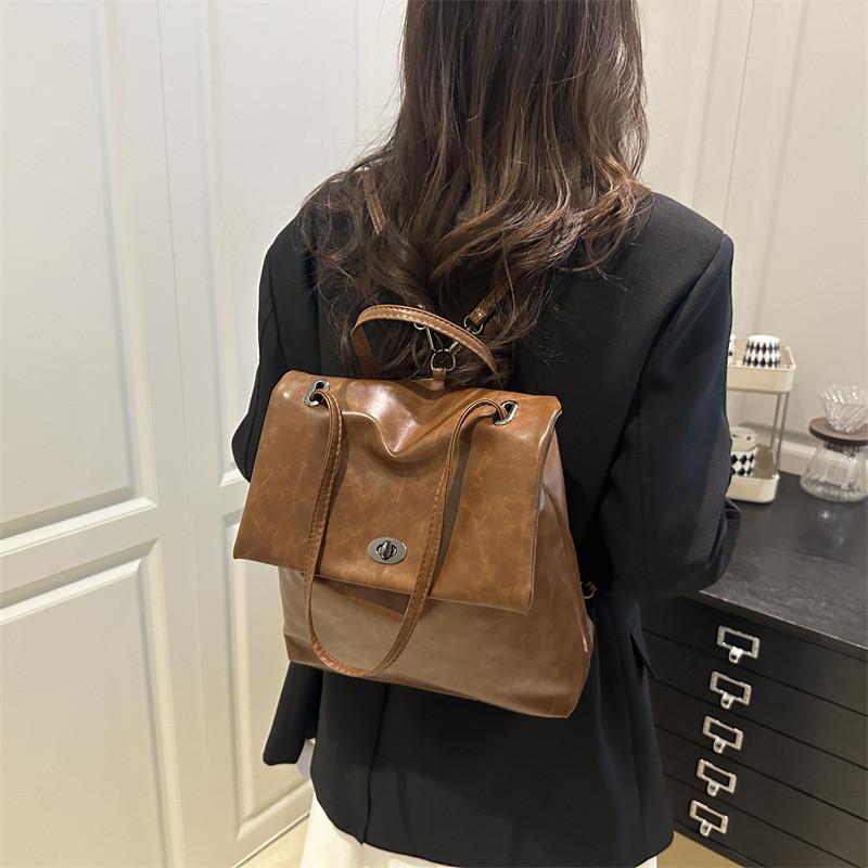 Pu Material Womens Retro Casual Backpack With Durable Wearresistant Design For Daily Use