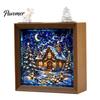 Decorative Room Lighting Christmas Acrylic Puzzle Night Light with Wooden Frame, DIY Stained Glass Style Creative Gift for Kids Jigsaw Lamp
