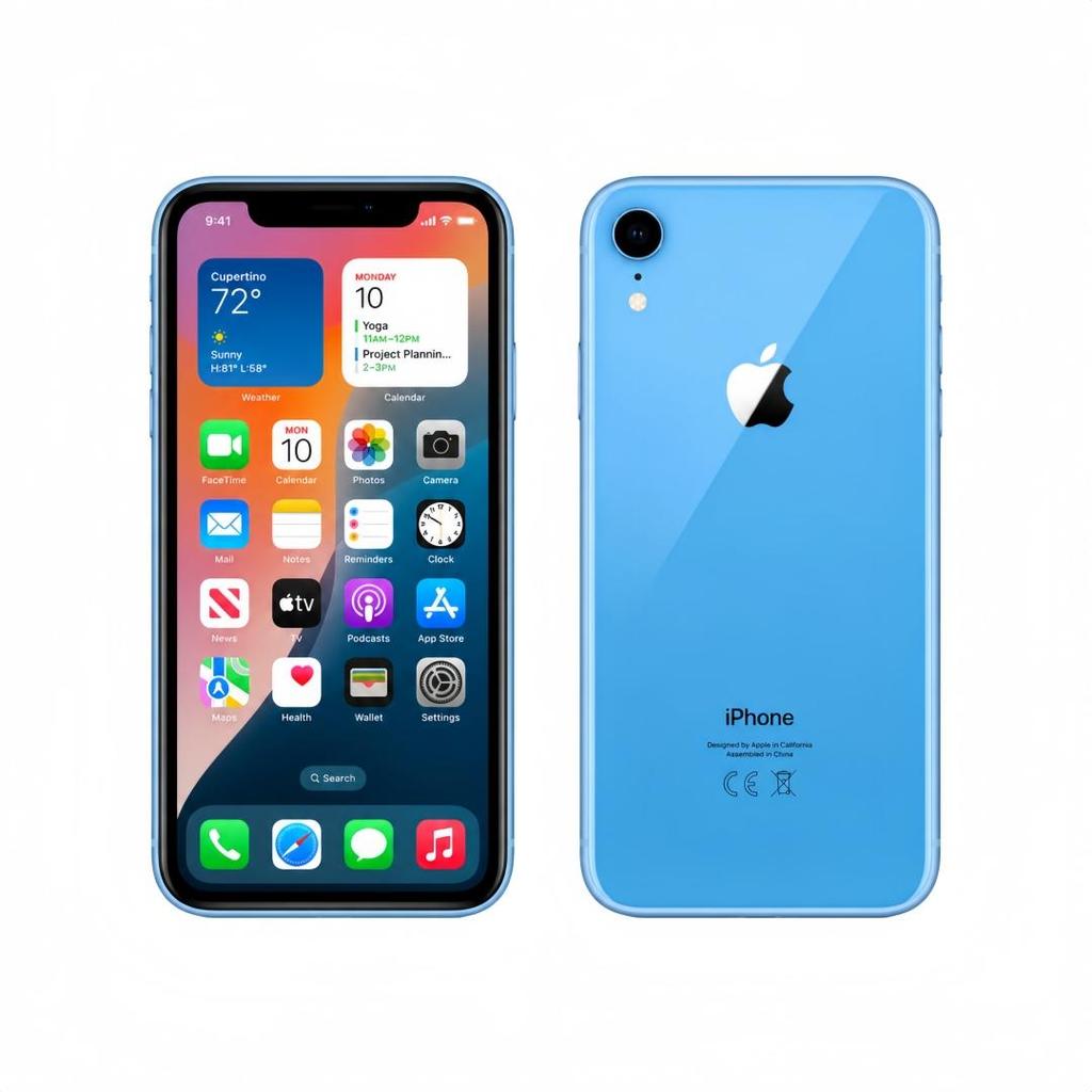 Refurbished Apple iPhone Xr 6.1'' 3GB RAM 64GB ROM Blue 4G LTE Unlocked Smartphone With Single SIM