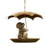 Squirrel/Cat/Dog Metal Bird Feeders Animal Holding Umbrella Bird Feeder Set Hanging Bird Feeder Dish for Yard Patio Landscape